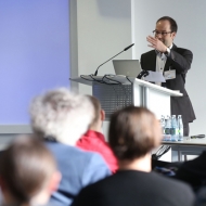 Dr. Andreas Silzle gave a speech on the topic “3D Audio Quality Evaluation: Theory and Practice” at ICSA 2014. ©Fraunhofer IIS/Kurt Fuchs