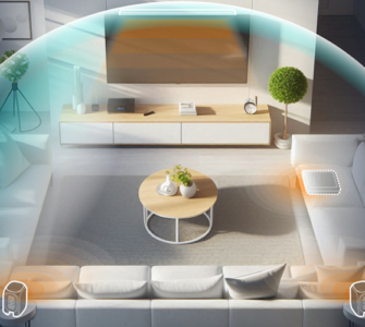 Image of a living room with smart devices
